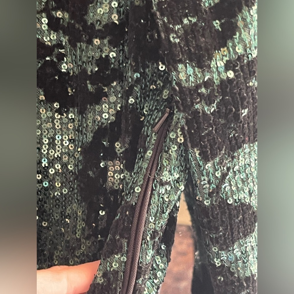 NWT Maje Green and Black Sequin-embroidered dress - Picture 8 of 16